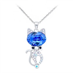 Collier Chat Socharm Orne De Cristaux Swarovski