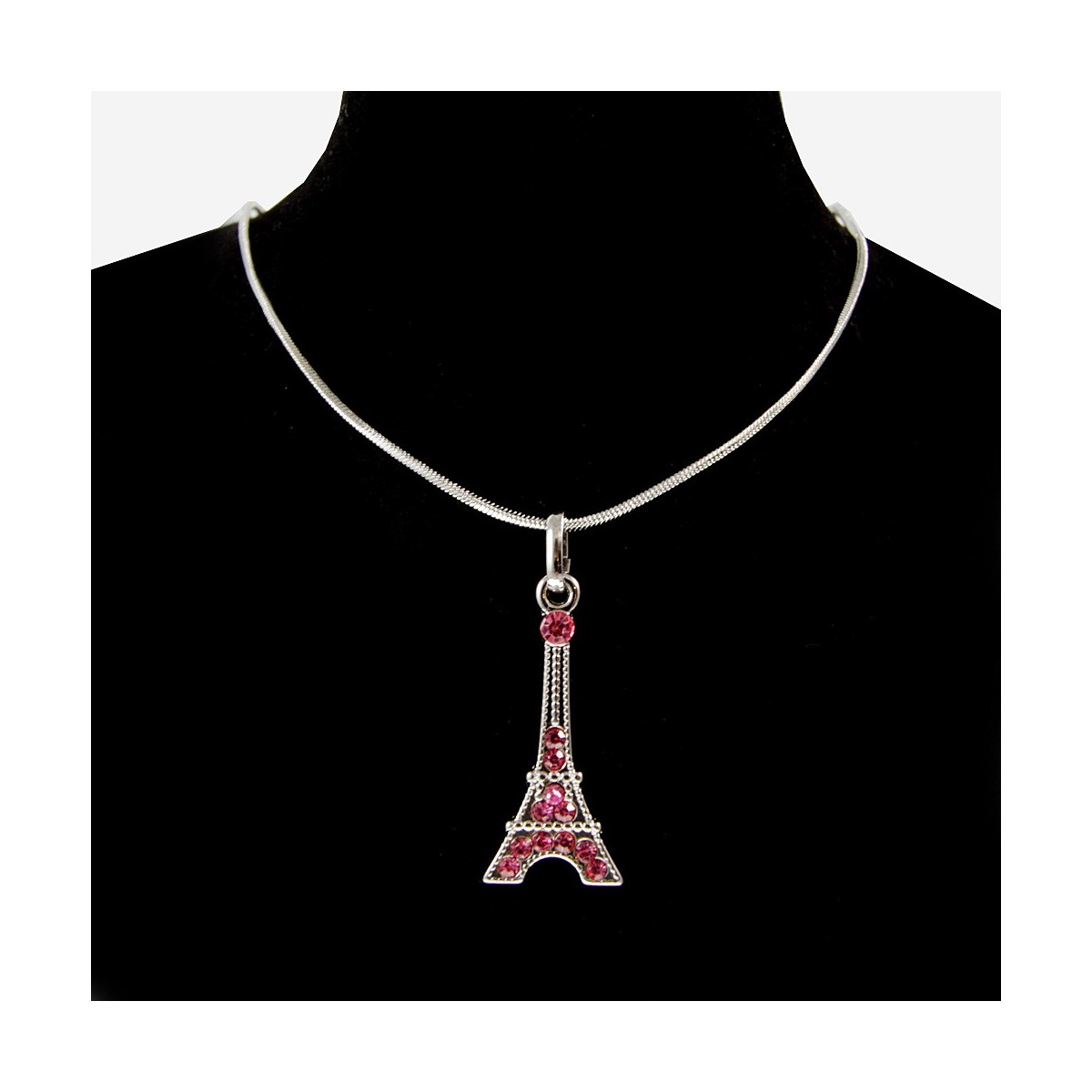 Collier fin Tour Eiffel strass