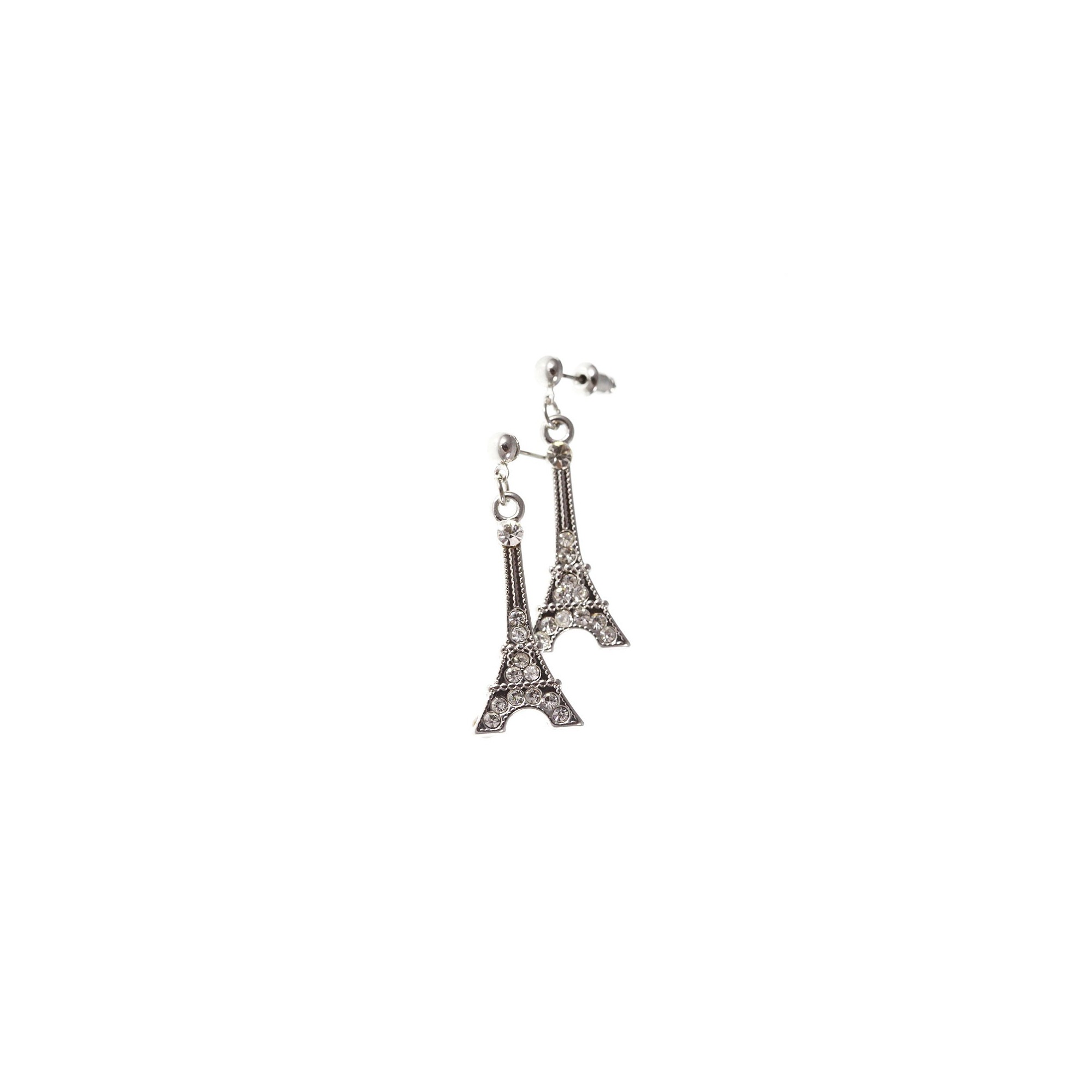 Boucles d'oreilles Tour Eiffel strass
