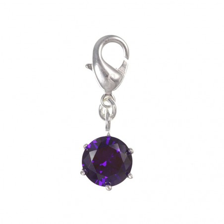Charm cristal violet en argent 3µm