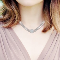 Steel necklace adorned with...