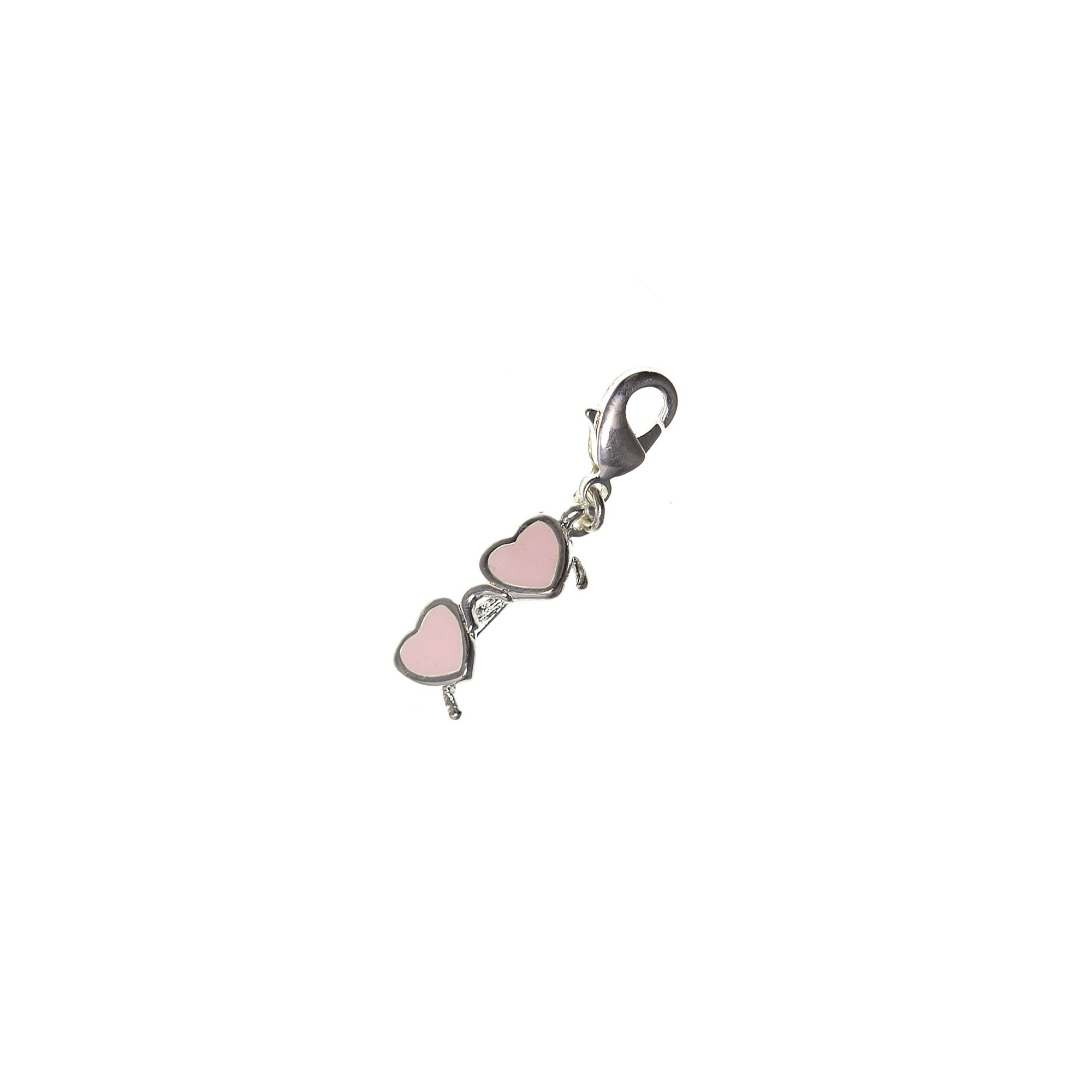 Charm lunettes coeurs plaqué argent 3μm