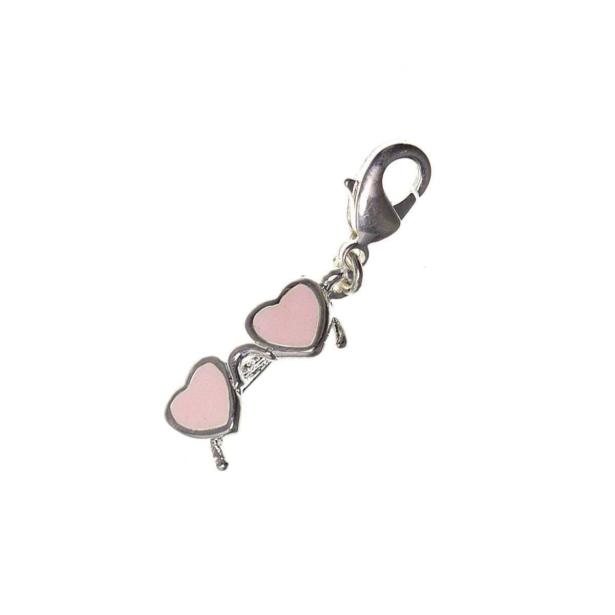 Charm lunettes coeurs plaqué argent 3μm