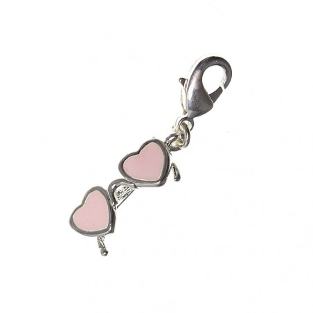 Charm lunettes coeurs plaqué argent 3μm