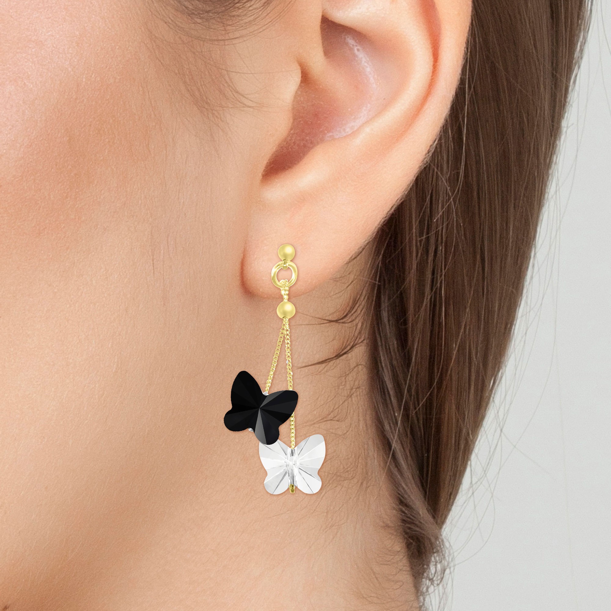 Black Butterfly Earrings | Silver necklaces women, Butterfly earrings gold, Butterfly  earrings