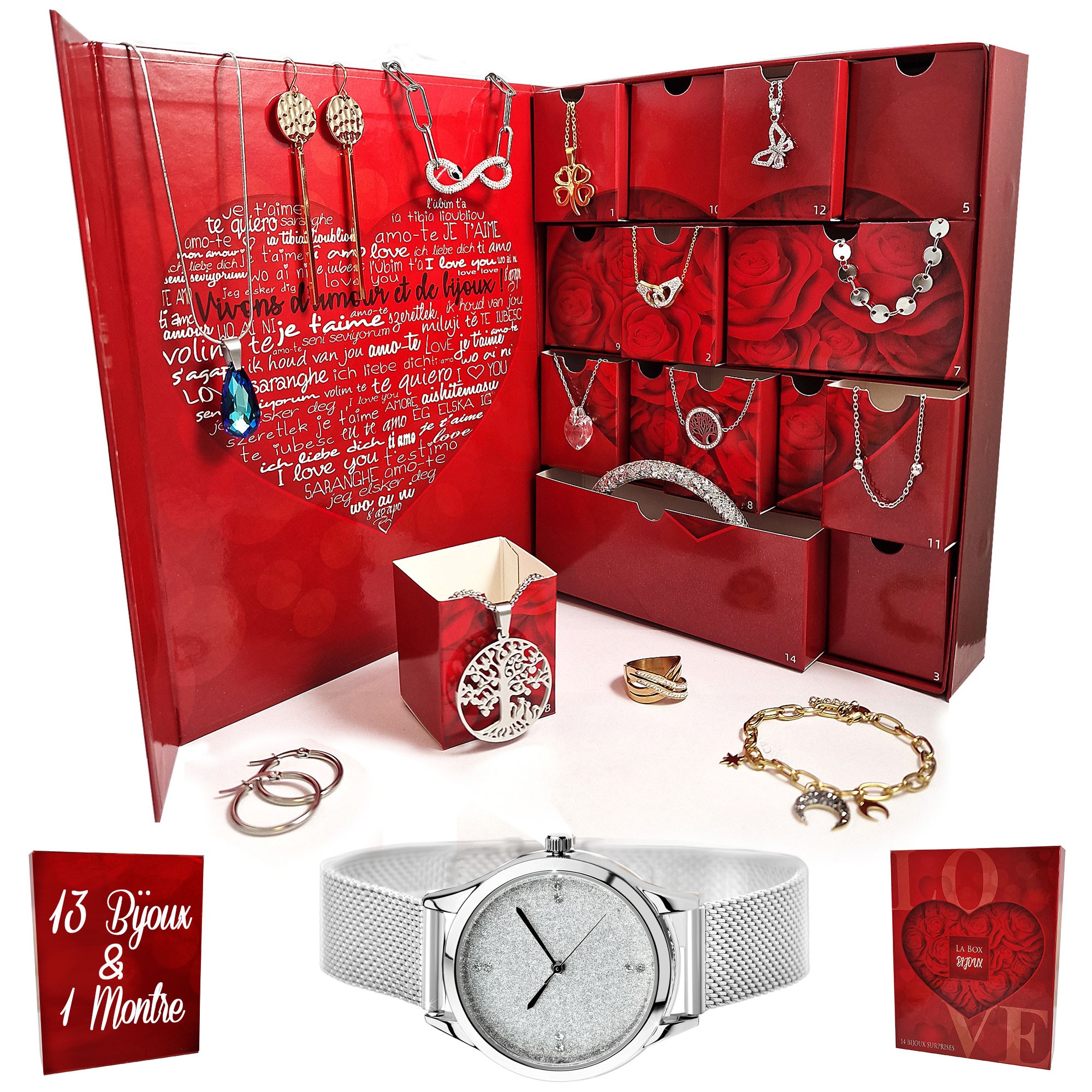 Caja regalo sorpresa SoCharm - 13 joyas + 1 reloj