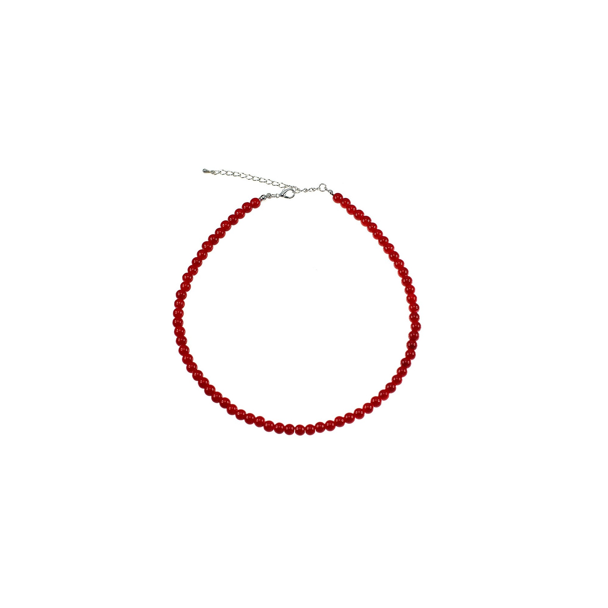 Collier perles de verre rouge