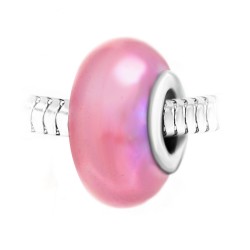 Pink glass and steel pearl...